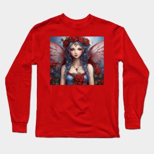 Valentine Fairy with Red Roses and Wings Long Sleeve T-Shirt